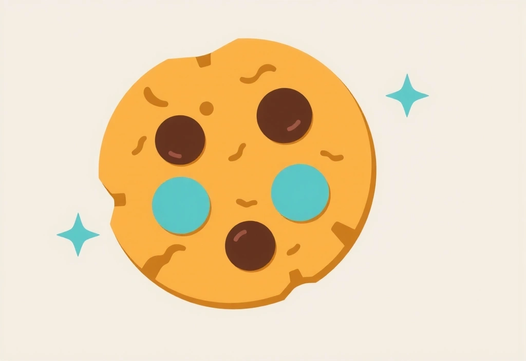 Ilustración de una galleta digital con chips de información, simbolizando las cookies de un sitio web