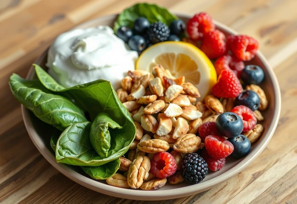 Plato con superalimentos coloridos