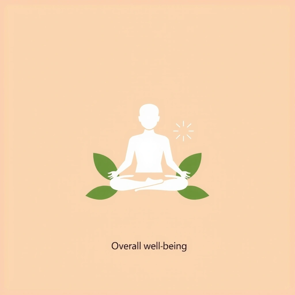 Icono de bienestar, con una persona meditando y hojas verdes