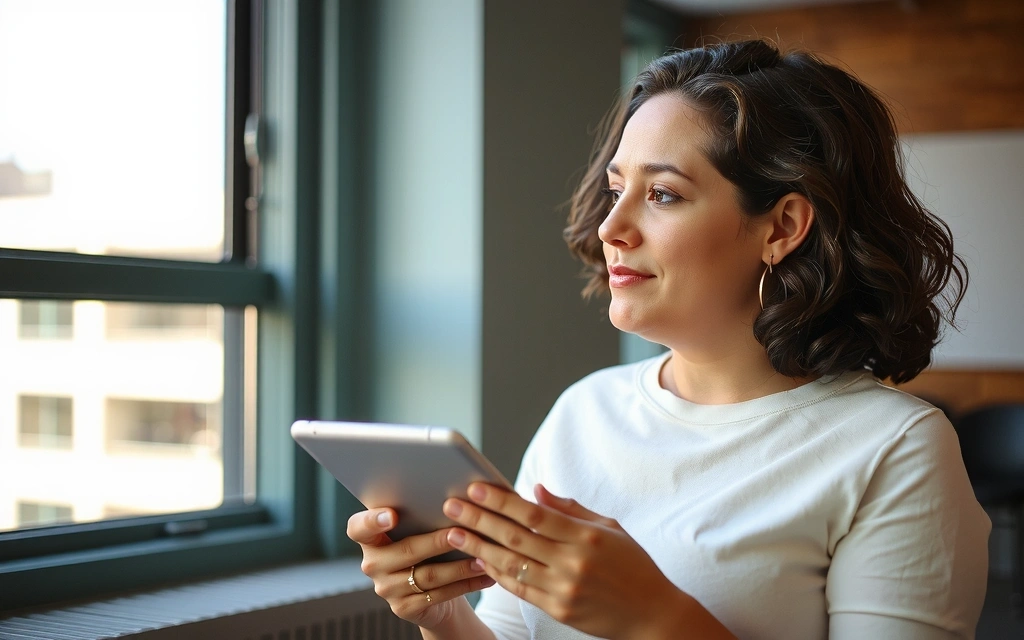 Cliente leyendo términos y condiciones en una tableta